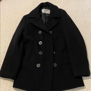 Schott NYC Classic Black Wool Pea Coat
